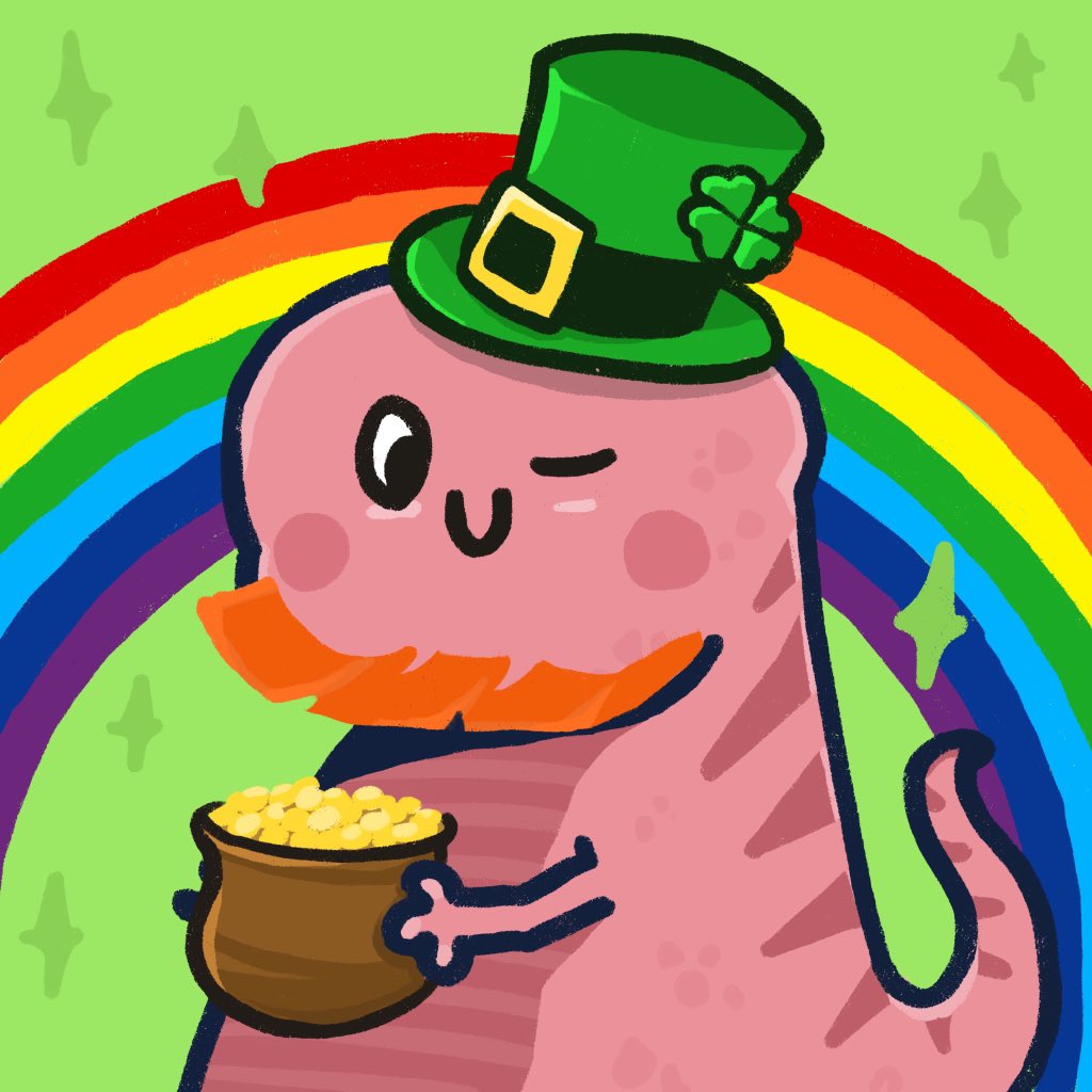 JurasickPets's tweet image. HAPPY ST PADDYS DAY 🍀🌈 holding this pot of gold was stressful. #tinyarmproblems