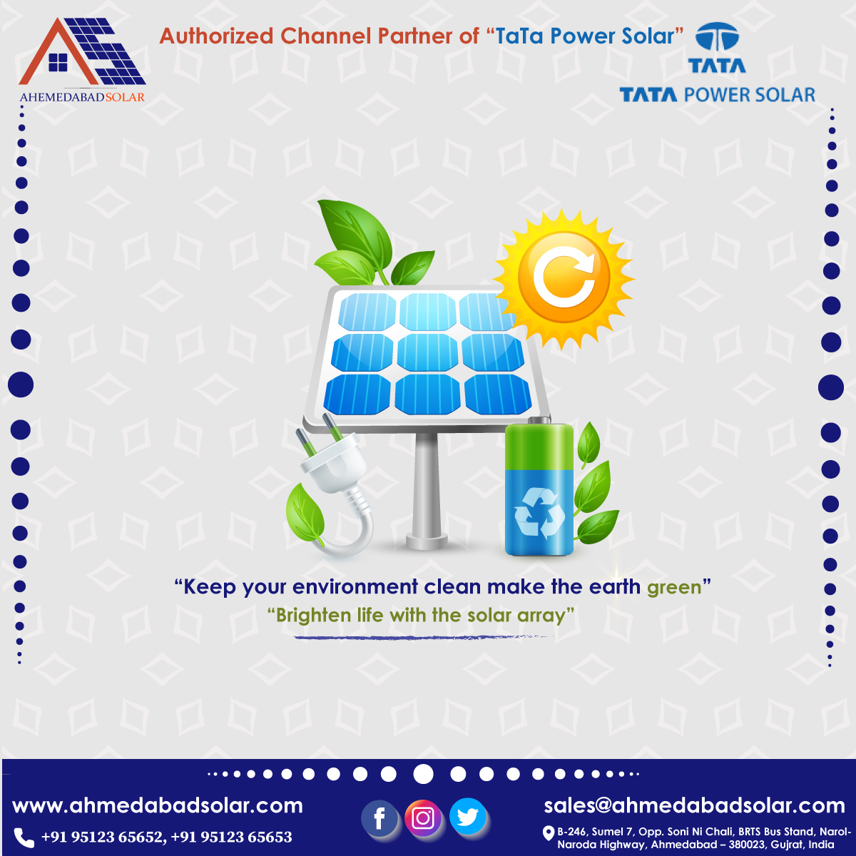 ahmedabad_solar's tweet image. "Keep your environment clean make the earth green" with Ahmedabad Solar☀️

"Brighten life with the #solararray" 

#AhmedabadSolar is the leading #SolarSolutionProvider in #Ahmedabad, #Gujarat

🌐 Visit : ahmedabadsolar.com/services/

 #SolarRooftopProvider #TataPowerSolar #Solarsystem