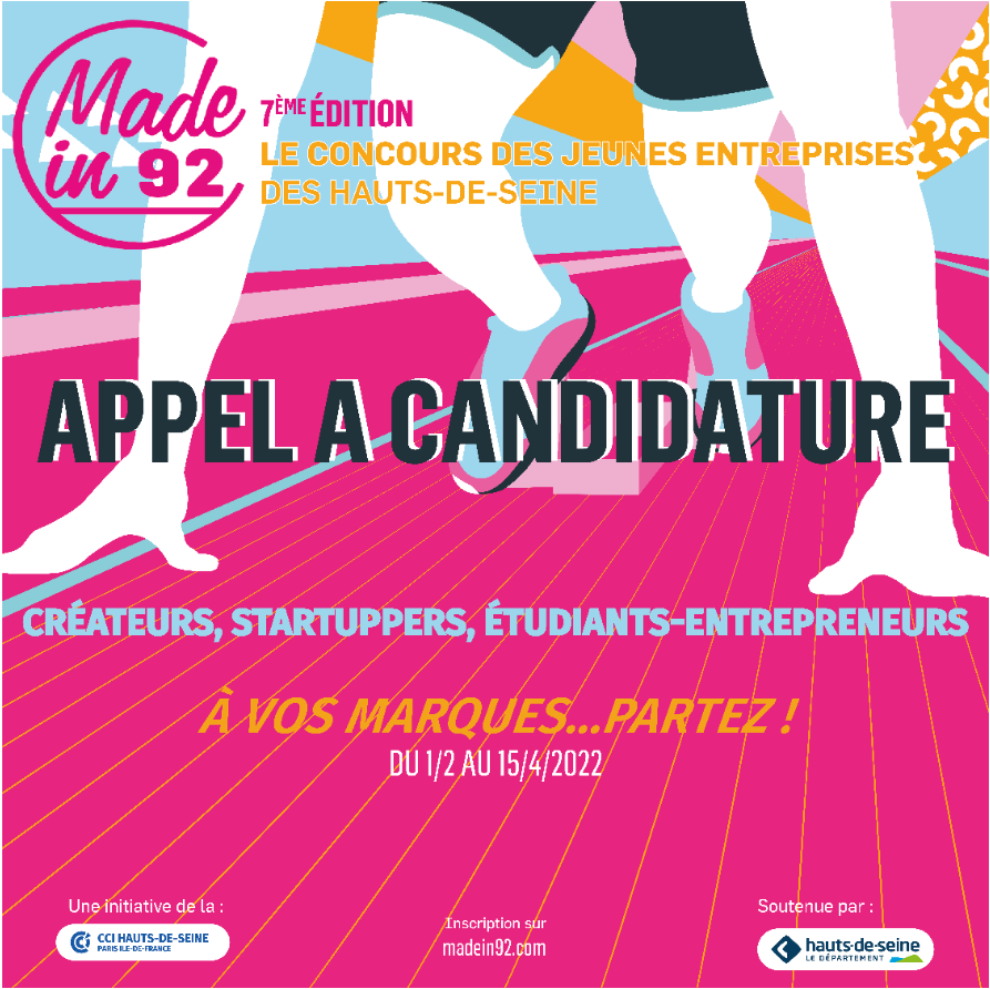 BpifranceCrea's tweet image. 📅📌 APPEL À CANDIDATURES #Madein92
#Madein92 revient pour sa #7ème édition sous le thème du #sport 🏅 
Startups, Jeunes entreprises ou étudiants-entrepreneurs ? 
Venez candidater ici 👉cciparisidf.fr/z8uwx7a
#Entrepreneuriat #Innovation