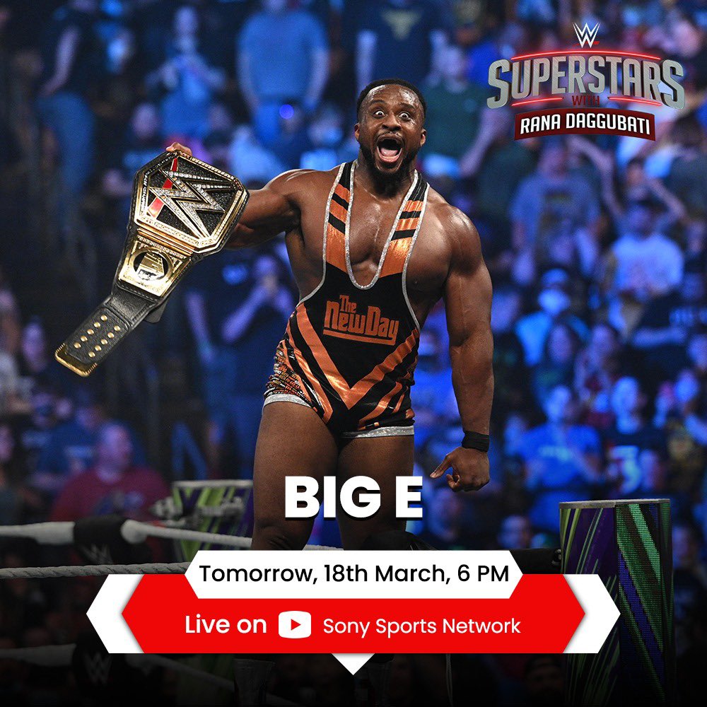 The fun face of WWE has a name and it's BIG E😎 Know more about him by heading to Sony Sports Network's YouTube channel @6PM tomorrow. @RanaDaggubati @WWEIndia @WWE @WWEBigE #WWE #SirfSonyPeDikhega #WWEIndia #BigE