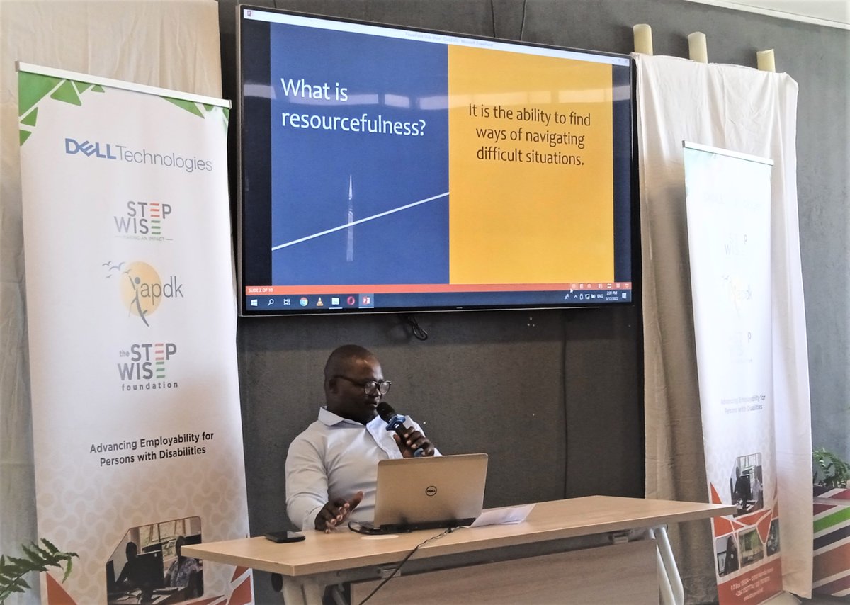 Training <a href="/i2iAid/">Innovation to Inclusion (i2i)</a> learners on being resourceful and optimizing what you have to do something better. Kennedy Odhiambo, <a href="/RizikiSource/">Riziki Source™</a> at @StepWiseFdn soft skills training sponsored by <a href="/Dell/">Dell</a>