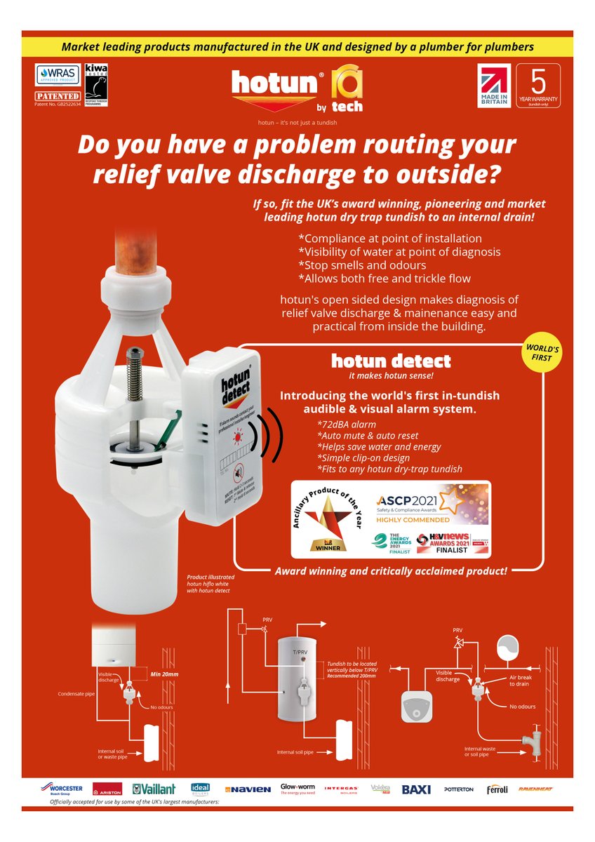 As a one man band plumber back in 2012, I started my journey of invention, 
The #hotun dry trap tundish was born
It was to become a #groundbreaking product and has altered the way that installers can run the PRV from boilers

We call it the #hotunrevolution