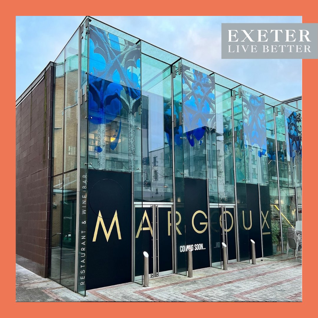 ExeterLiveBette's tweet photo. The vacant spot which was once Jamie's Italian is getting a new lease of life (literally) with restaurant/bar Margoux! 🍸

Opening Friday 25 March, this new independent eatery will serve locally sourced produce. 

#ExeterLiveBetter #TheBetterAlternative @princesshay #Exeter https://t.co/h9ropZec7y
