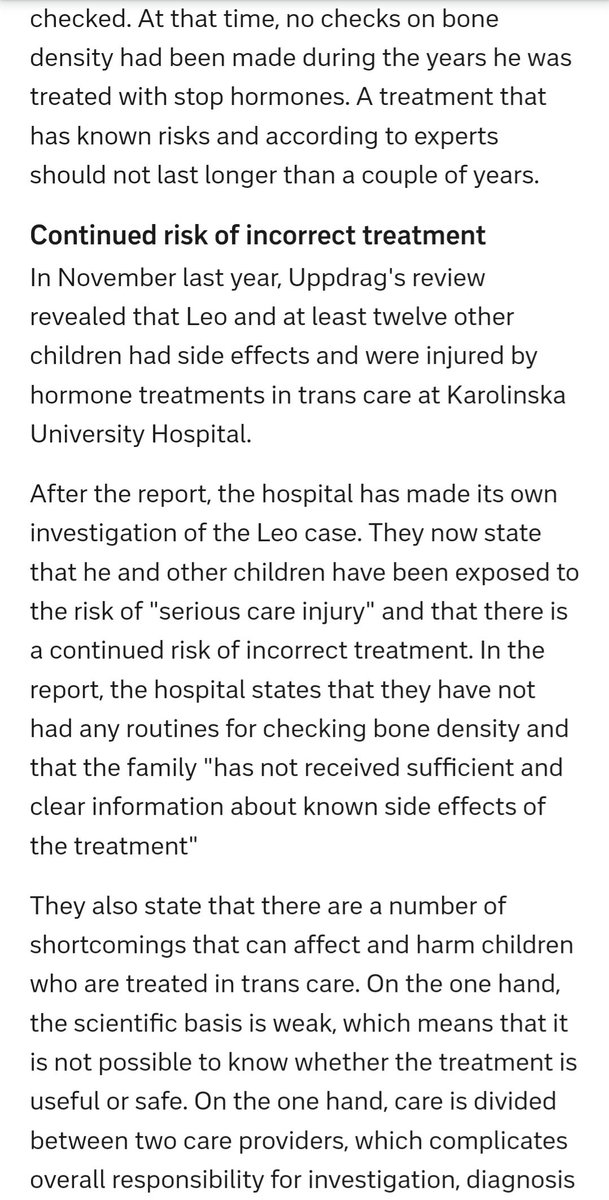 NaistenOsa's tweet photo. News from Sweden, with a machine translation. Karolinska hospital has reported itself for puberty blocker related injuries.
https://t.co/AnUOYQojVb https://t.co/poVQvT7z7v