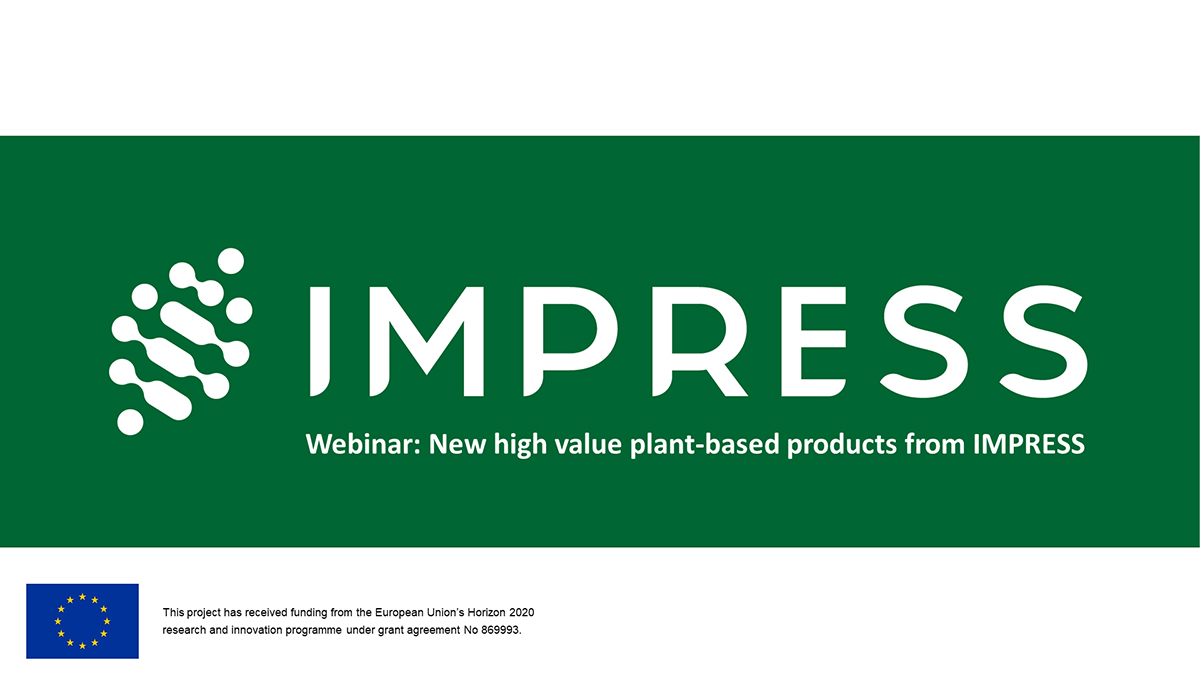If you missed our 2nd #webinar "New high value plant-based products from IMPRESS", you can watch the recording here 👉👉👉 youtu.be/WhzohdiskSU

#impress_h2020 #biorefinery #renewable #sustainable