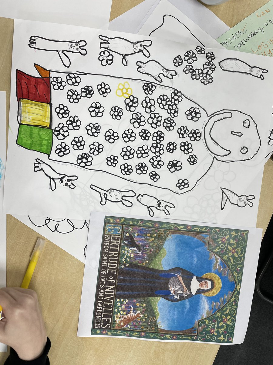 Today is St Gertrude’s day.
Patron saint of cats. 
And therefore the ideal theme for Blue group’s our art session! 😁🐈