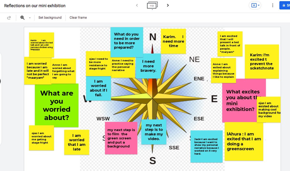 Halahsleiman1's tweet photo. I just love when we #pause and #reflect on our #progress using the visible thinking routine “compass point”. It tells you a lot about the #learners and it helps learners further understand their needs and areas of stretch! @LWISIstanbul #inquiry #powerofreflection https://t.co/ESUmGUQt5n