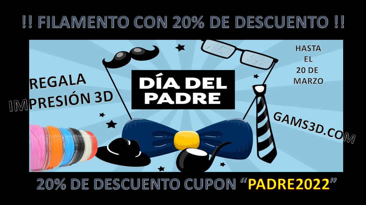 20% de descuento en todos los filamentos!!
#gams3d #impresion3d