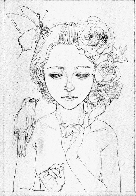 #wip #イラスト #アナログ絵 #illumination #drawing #絵柄好みって人にフォローされたい 
#春の創作クラスタフォロー祭り 

真面目絵の途中経過。。

ここからまだまだ描き足し…… 