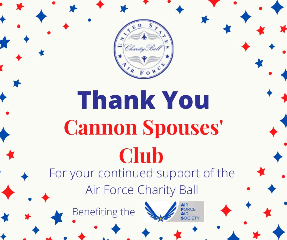 AirSpaceGala's tweet photo. We would like to thank the Cannon Spouses' Club for supporting our Airmen and Guardians. We appreciate your very generous support of the Air Force Charity Ball.
https://t.co/WfONVsTd5G
@cannonspouses
#afcb2022 #AirForceCharityBall2022 #AFAS https://t.co/yiX5xP6ysh