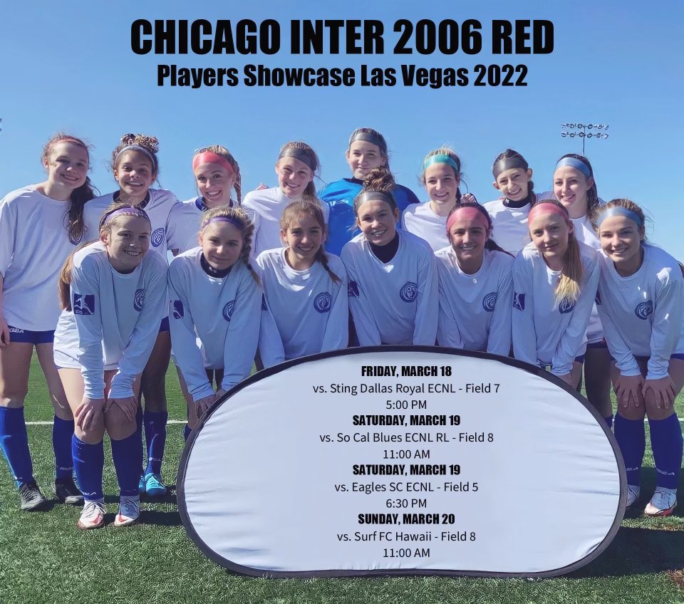 We are rolling out to Las Vegas for the <a href="/Vegasshowcase/">Players Showcase</a> Looking forward to some great competition!! All of our games will be played at the Bettye Wilson Soccer Complex <a href="/SelectClubsNSL/">The SCNSL</a> <a href="/chiINTER/">Chicago Inter SC</a> <a href="/scoutingzone/">ScoutingZone®</a> <a href="/TheSoccerWire/">SoccerWire</a> <a href="/USYouthSoccer/">US Youth Soccer</a>
