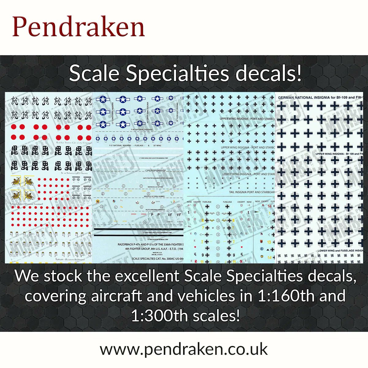 Minibits's tweet photo. As well as the I-94 decals, we also stock the excellent Scale Specialties decal sheets, covering a variety of aircraft and vehicle designs for 1:160th and 1:300th models!
https://t.co/L3Led2gOIa 
#pendraken #wargaming #decals #scalespecialties https://t.co/SpeNmGUSbU