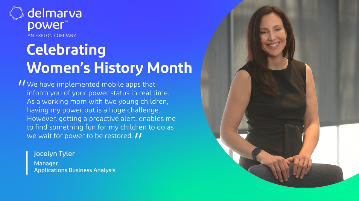 DelmarvaConnect's tweet photo. Did you know you can check your power status on an Apple Watch or our mobile app? Jocelyn was instrumental in the development of this enhanced technology at Delmarva Power. As a #WomanInEnergy her passion and commitment to innovation, is a recipe for success. #WomensHistoryMonth https://t.co/TSYPPB2RoU