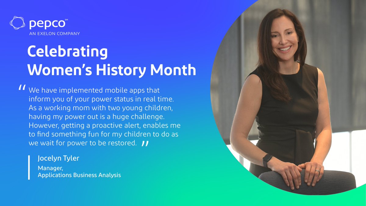 PepcoConnect's tweet photo. Did you know you can check your power status on an Apple Watch or our mobile app? Jocelyn was instrumental in the development of this enhanced technology at Pepco. As a #WomanInEnergy her passion and commitment to innovation, is a recipe for success. #WomensHistoryMonth https://t.co/0NR2ImXc19