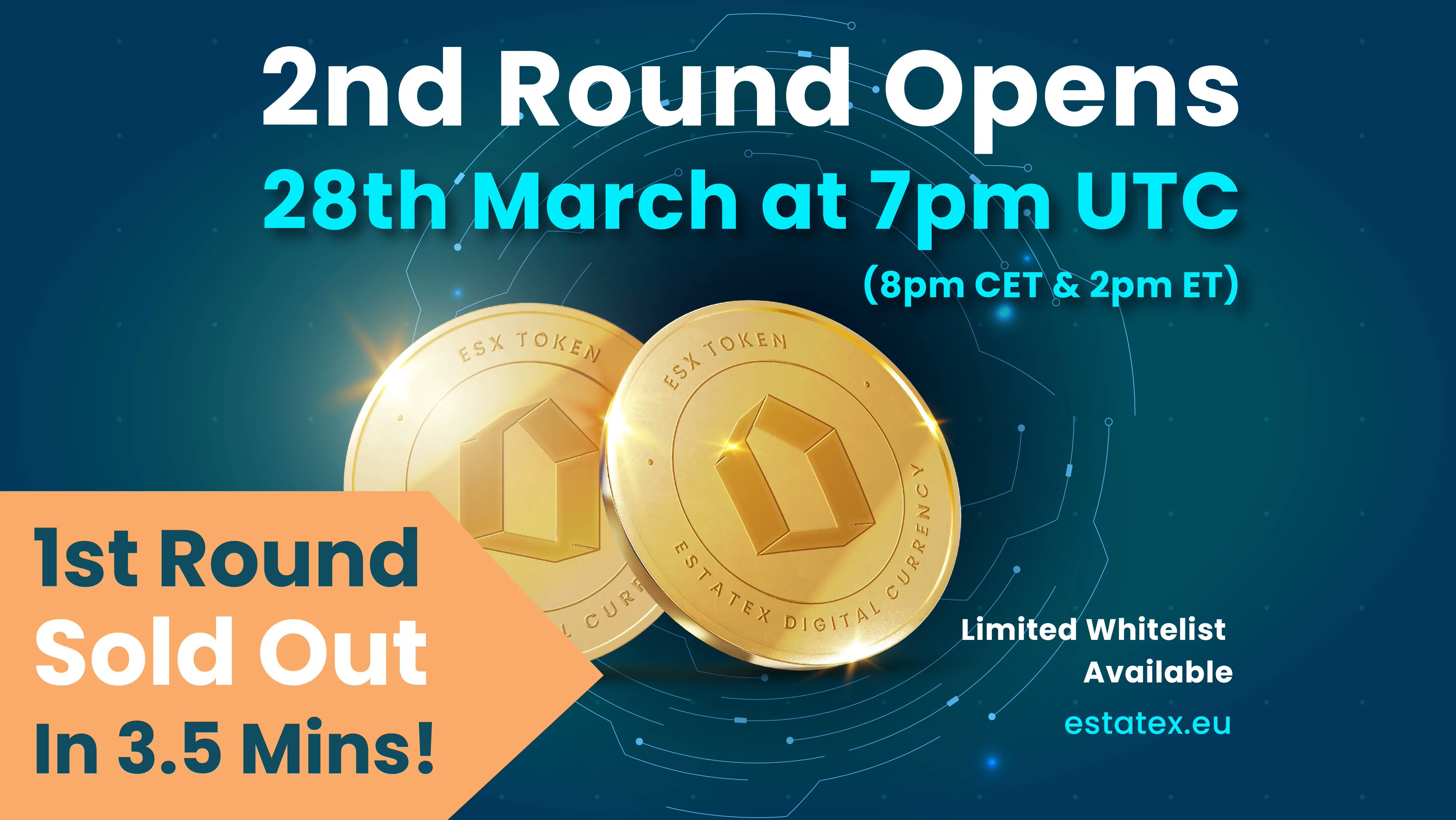 EstateX on Twitter: "? 2ND ROUND PRE-SALE FOR $ESX TOKEN This week, we opened the Angel Round of the EstateX Token Presale and saw incredible levels of demand as all our investors
