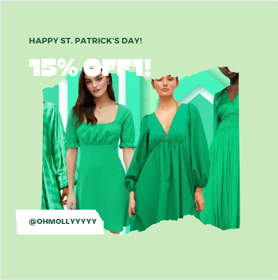 ohmollyyyyy's tweet photo. Happy St. Patricks Day, looks like today is your lucky day with 15% off on all green clothes!!!! https://t.co/ei9kYhlV3X