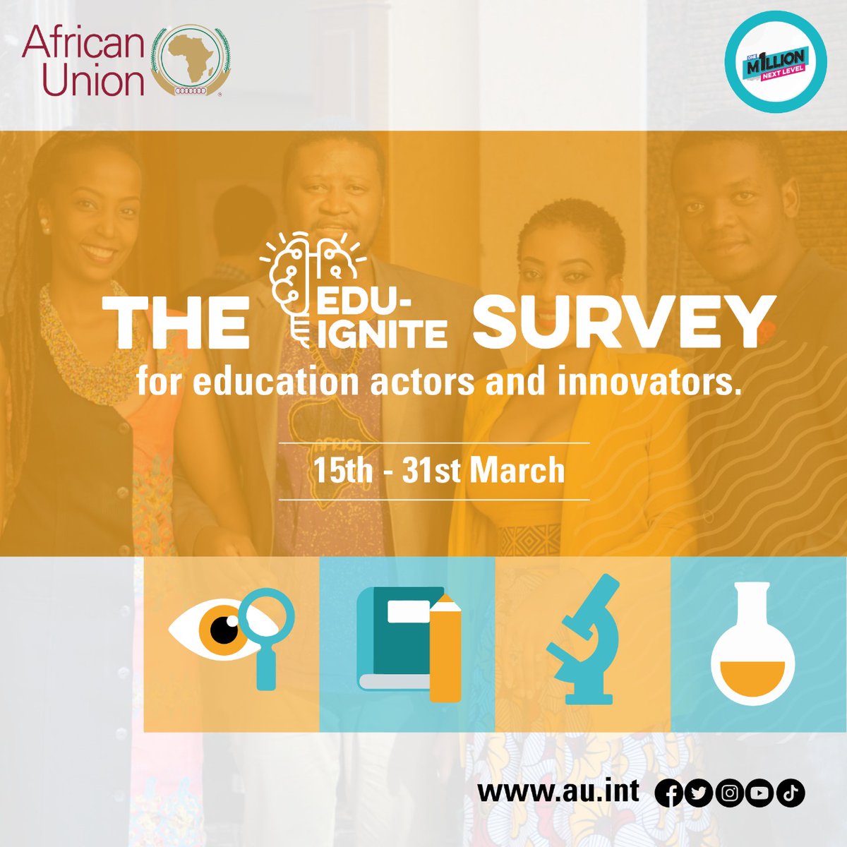 AUYouthProgram's tweet photo. Are you an Education actor or innovator?
What are some of the limitations to your work?
Let us know by filling this survey which seeks to ascertain existing gaps in implementing education initiative for effective delivery.
Survey Link : https://t.co/IskokdoxZS
#ImNextLevel https://t.co/tKu9krah2S
