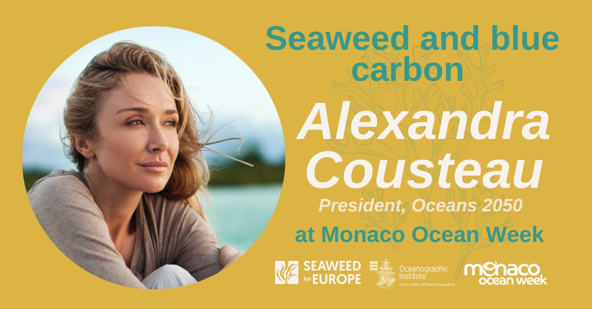 Honoured to be welcoming President of Oceans 2050 <a href="/acousteau/">Alexandra Cousteau</a> to "#Seaweed Day - À la découverte des algues" on 24 March. Join us live at <a href="/OceanoMonaco/">MuséeOcéanographique</a>  or online. bit.ly/Monaco2022  #bluecarbon #oceans