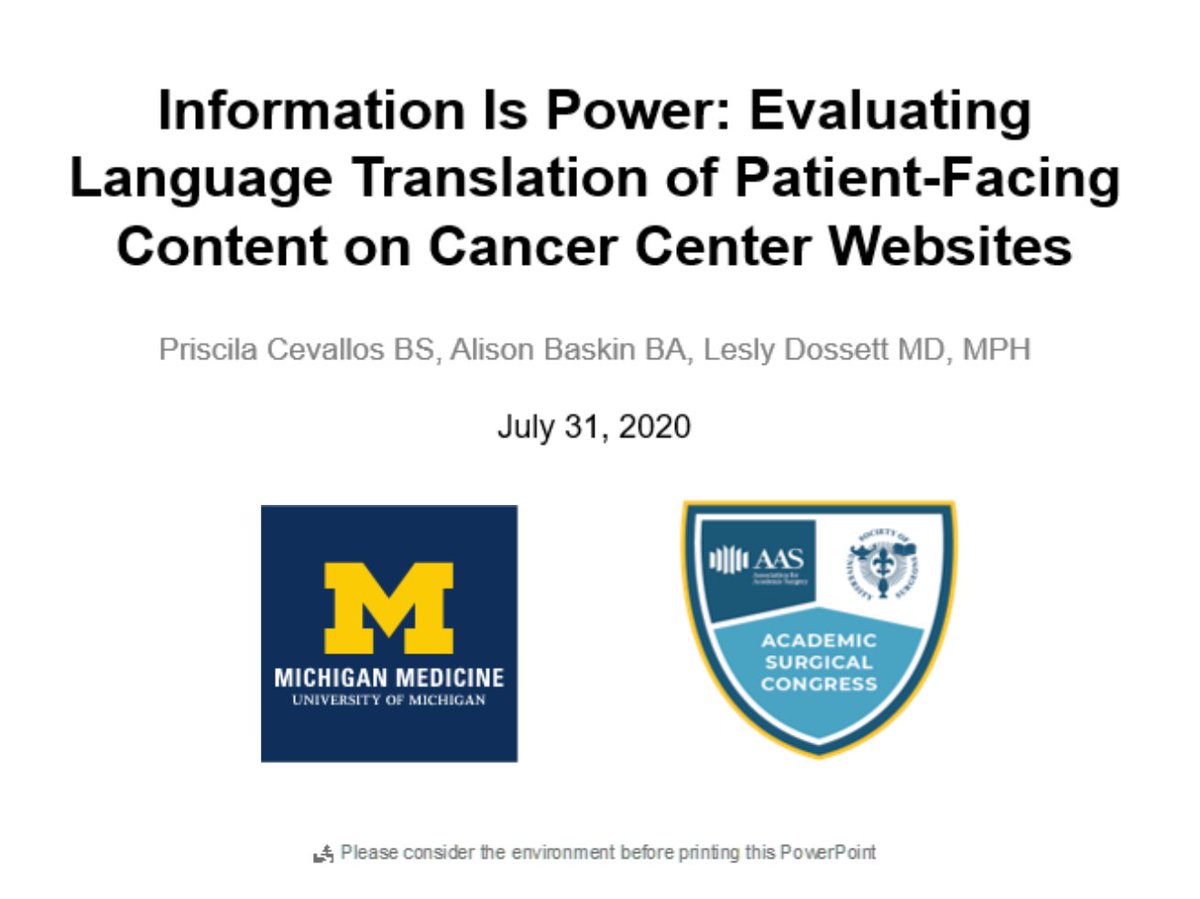 LEAGUES Scholars (@michiganleagues) on Twitter photo 👀 to another year of exciting research, we want to highlight our past fellows' work! First up: @Pri_Cevallos mentored by @leslydossett & <a href="/alison_baskin/">Alison Baskin</a>. Their work revealed a lack of comprehensive language translation on hospital cancer websites contributing to health inequity. 👀 to another year of exciting research, we want to highlight our past fellows' work! First up: @Pri_Cevallos mentored by @leslydossett & <a href="/alison_baskin/">Alison Baskin</a>. Their work revealed a lack of comprehensive language translation on hospital cancer websites contributing to health inequity.