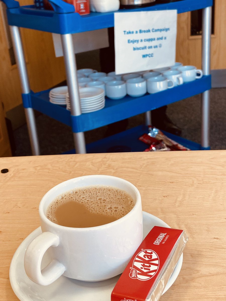 Louise Rooney @LymphWalsall @WalsallPall was promoting and encouraging staff to “Take a break” #selfcare #Loveyourself #youdeserveatreat #Tea&Coffee time for our lovely caring staff. Thank-you to  our porters Donna and Stuart for pouring out the cuppas ☕️ #TakeAMoment2022 #Brunch