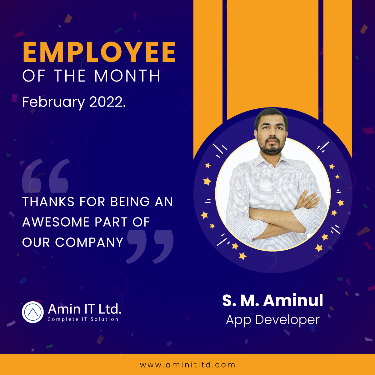 aminitltd's tweet photo. Congratulations, on your extraordinary performance. You are very hardworking and have shown excellent work behavior in every aspect of the work area (Inside and outside). #aminitltd #employeeofthemonth #softwarecompany https://t.co/uP1Qa7QXrt