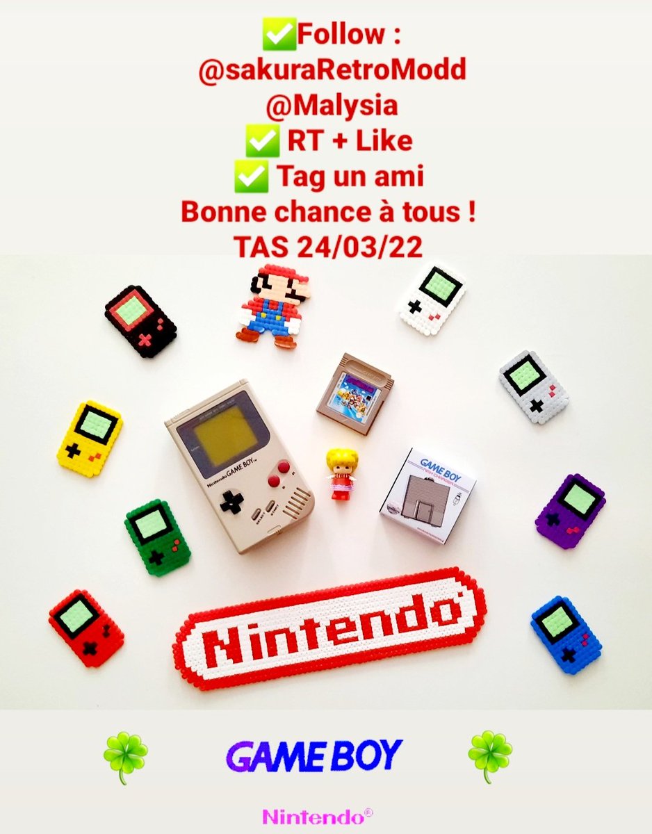 Malysia's tweet photo. Nouveau concours une GameBoy, un jeu Mario et @sakuraRetroModd offre à nouveau le capot pour adapter des accus 😍 :
 ✅Follow : 
@SakuraRetroModd 
@Malysia
✅ RT + Like 
✅ Tag un ami 

Bonne chance à tous ! 
TAS 24/03/22
 
#CONCOURS #RETROGAMING #Nintendo #geek #vintage #gameboy https://t.co/XJB56hj85a