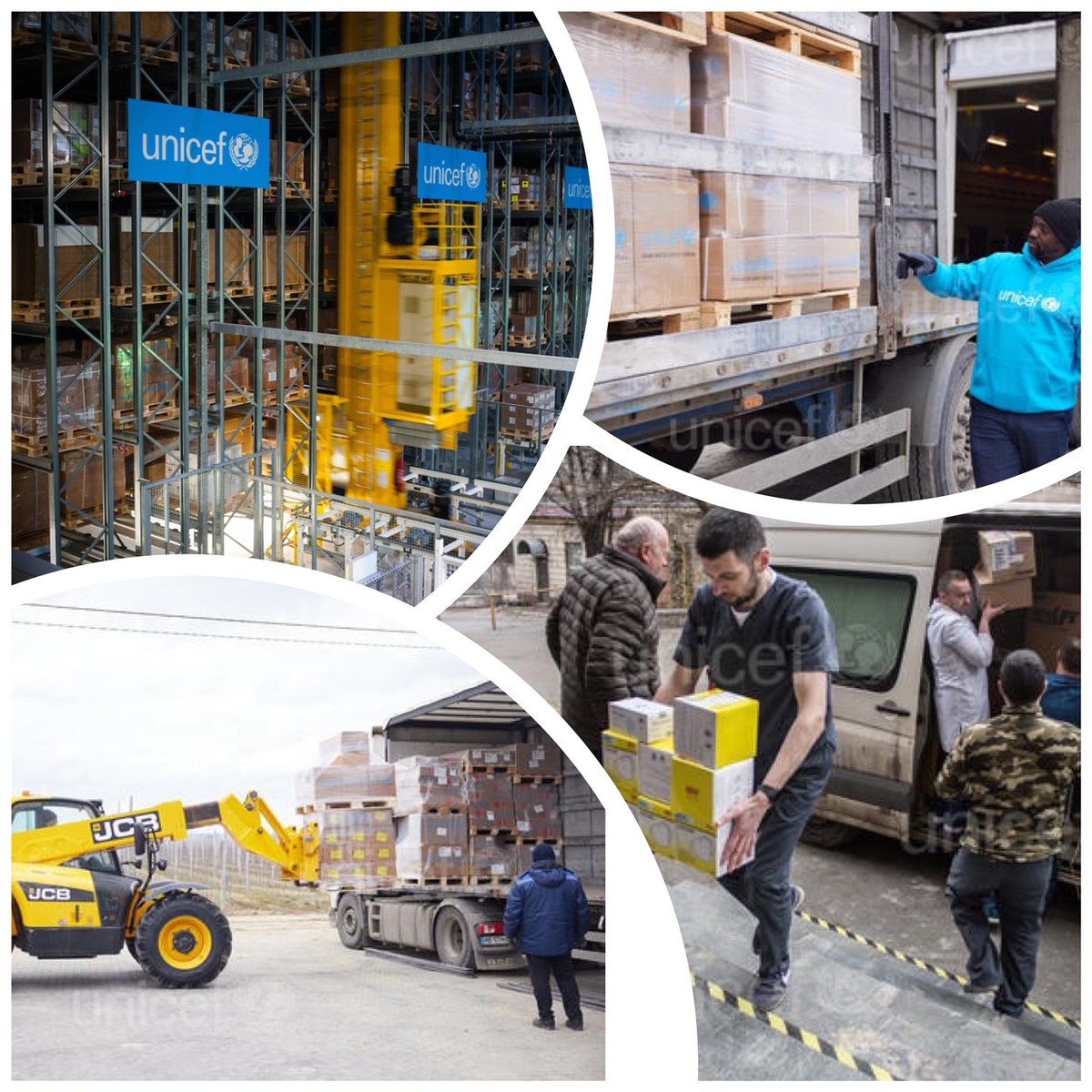 #UNICEF up to now has moved more than 585Mtons of #Health, #WASH and #Education supplies to #Ukraine. This represents 50 trucks for Ukraine, 3 for Poland, 3 to Romania and 1 to Moldova beneficiaries. 95% of these trucks are coming from #UNICEFSupplyDivision hub in Copenhagen