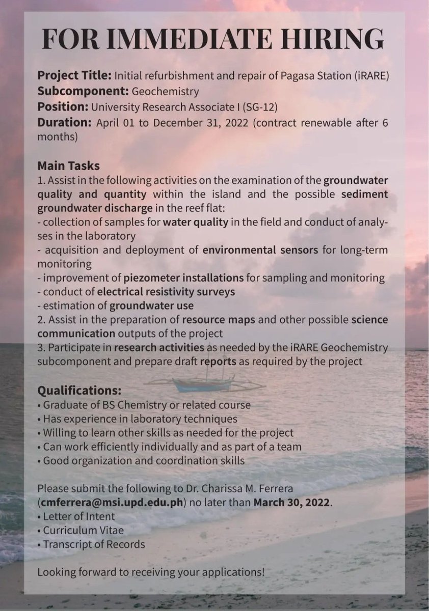 aikoloks's tweet image. Some job opportunities at @up_msi #sciencechatph