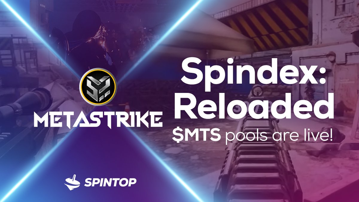 SpintopNetwork's tweet image. 🔁Spindex: Reloaded once again!🌪 

@MetastrikeHQ partnership pools are live with high APRs on #Spindex!📈

☑️ Get $SPIN rewards from $SPIN - $MTS #farming pools.🧑‍🌾 
☑️ Get $MTS rewards from $SPIN #staking pools. 🏊‍♂️ 

Start staking &amp;amp; earning now! ⬇️
dex.spintop.network/home