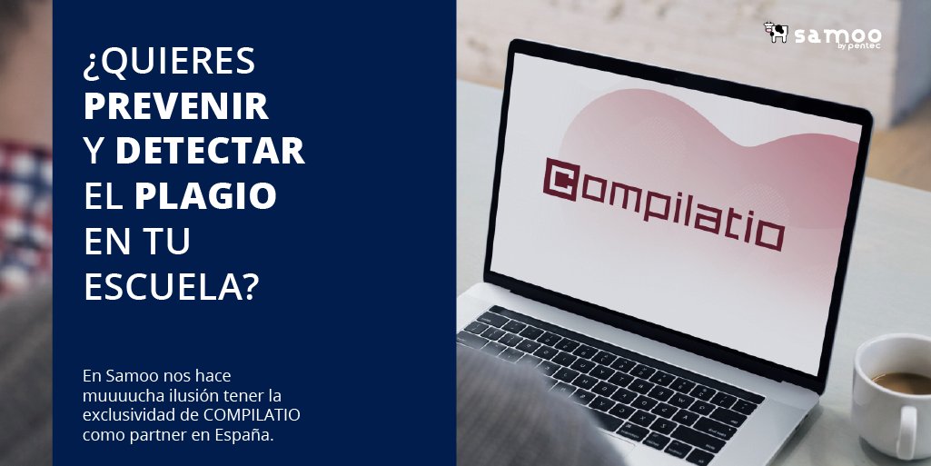 SamooElearning's tweet photo. En @SamooElearning nos hace muuuucha ilusión tener la exclusividad de @compilatio como partner en España.
¿Quieres prevenir y detectar el plagio en tu escuela? Adopta el enfoque @compilatio combinando la pedagogía, la tecnología y el apoyo.
#compilatio #samoo #antiplagio https://t.co/R9Xxo0S4Og