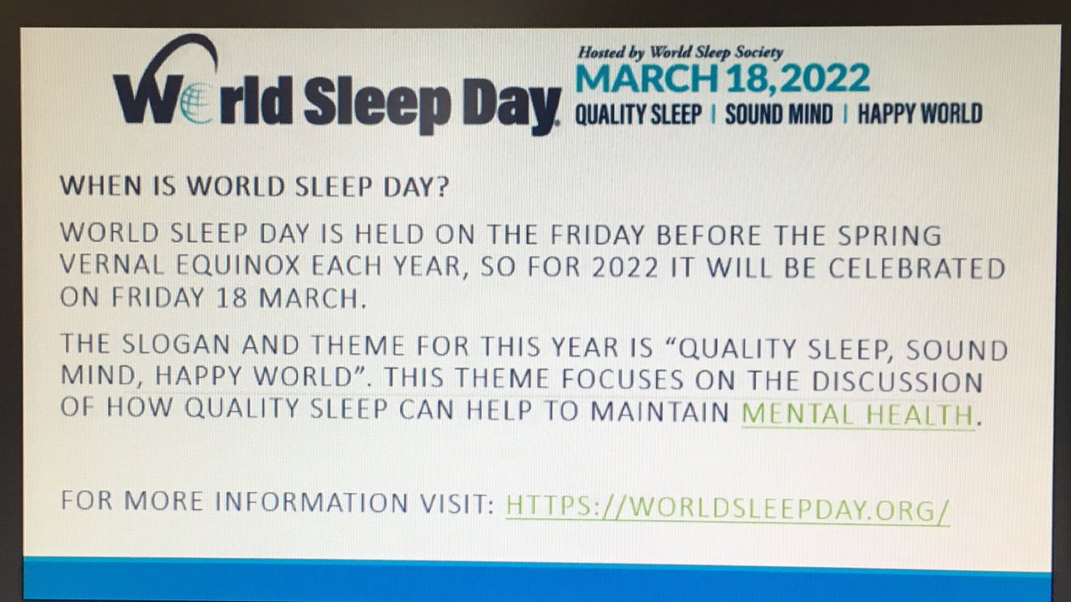 LenzieHWB's tweet photo. Tomorrow is World Sleep Day, with this year’s focus being the link between quality sleep and mental health #WorldSleepDay 😴 🛌 https://t.co/dcU0MmnYNY