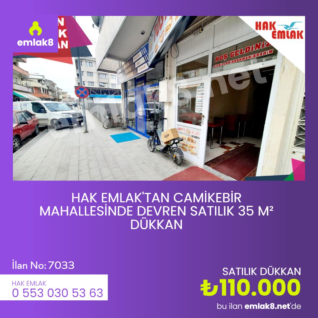 Hak Emlak'tan Camikebir Mahallesinde Devren Satılık 35 m² Dükkan
Fiyat: 110,000 TL
İlan No : 7033
Emlak Ofisi : <a href="/hak_emlak/">Adıyaman Hakev Gayrimenkul</a> 
emlak8.net
Aradığın evi bul.
#emlak #emlak8 #satılık #kiralık #daire #ev #yapı #satılıkdaire #kiralıkdaire #kiralıkdükkan