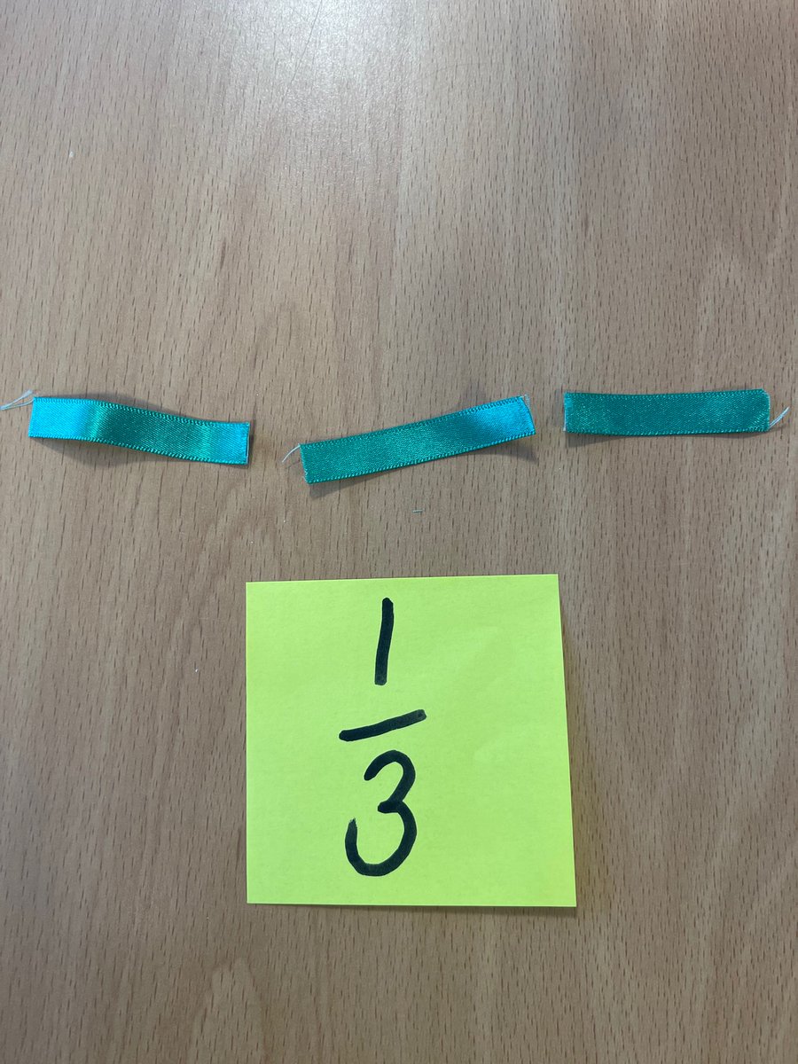 BJ_Year2's tweet photo. Caspian class making thirds (1/3) using ribbon! So many skills involved @BenJonsonSchool #benjonsonprimaryschool #fractions https://t.co/87C5quKTpz