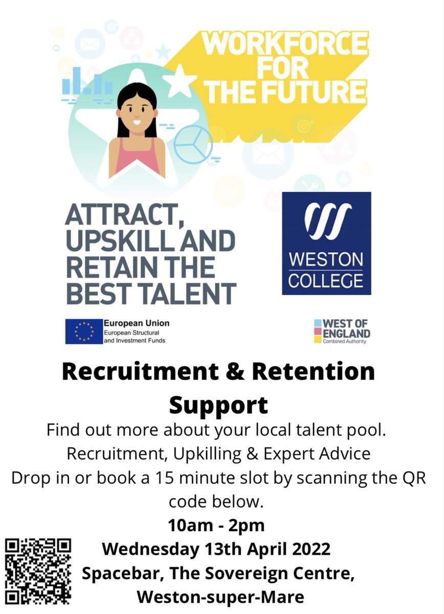 ATTRACT, UPSKILL &amp; RETAIN THE BEST TALENT 

Are you a business in Weston that is looking some support with your recruitment and retention either now or in the future? Then look no further…

<a href="/westoncollege/">Weston College</a> specialists are here to help with their drop-in sessions at The Spacebar.