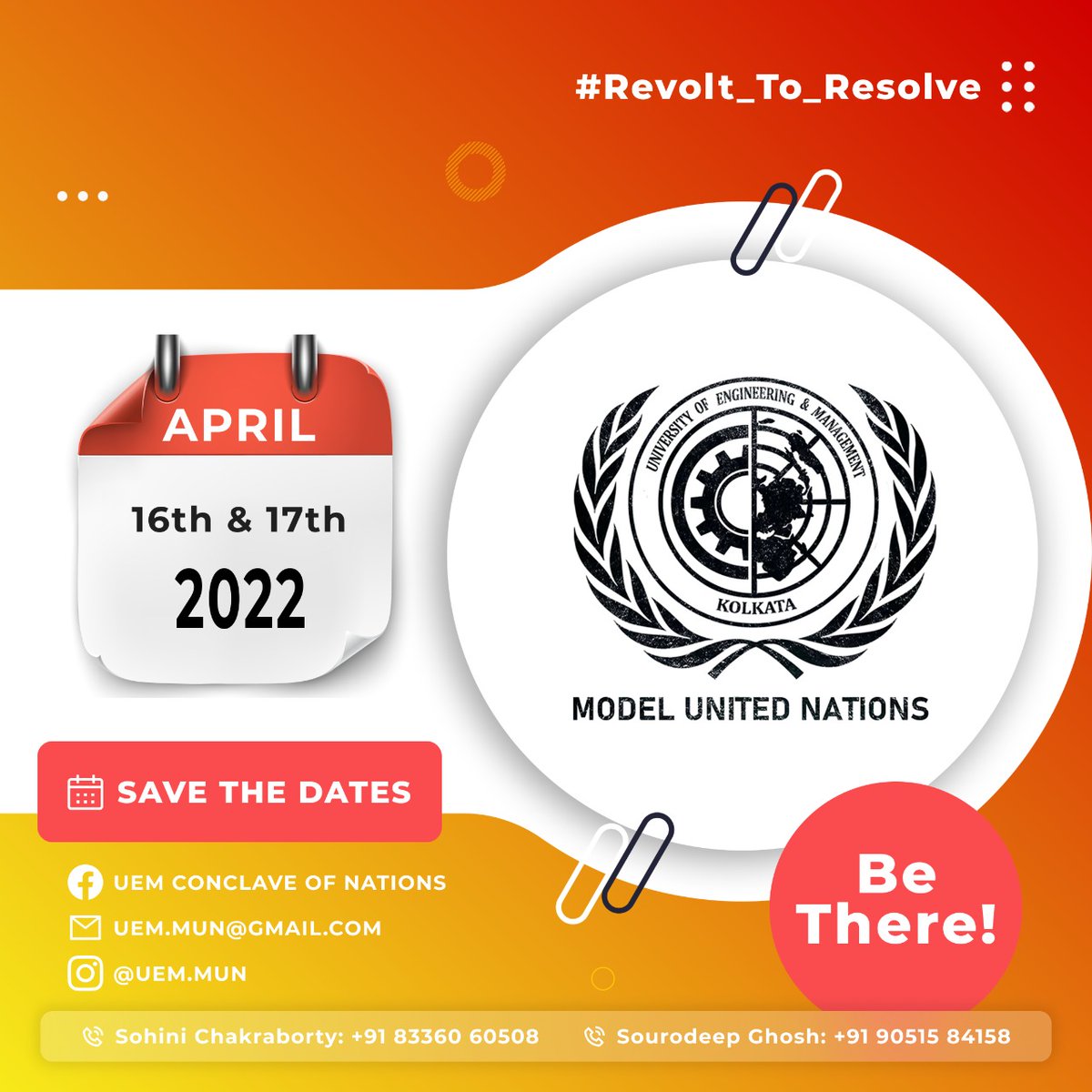 uem_con2022's tweet photo. Brace yourself, as University of Engineering and Management, Kolkata is back with another edition of debate and diplomacy this April !

#UEMMUN
#Revolt_To_Resolve https://t.co/uxzun6XEhI