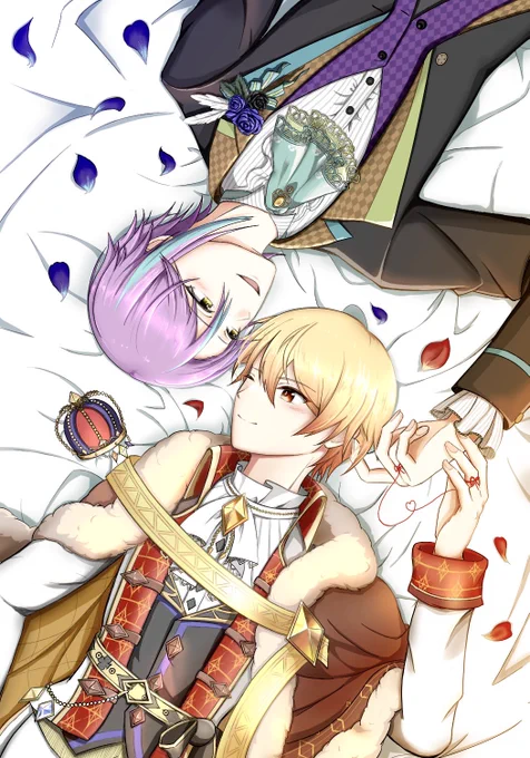 200人ありがとう記念も兼ねて描いたロゼ王🥀👑 

線画は別ツイで配布するのでぬりえで遊んでみてね🥰🥰(そして私に見せてね)
ネップリ登録は少々お待ち下さい🥺
 #prsk_BL 
 #類司 
