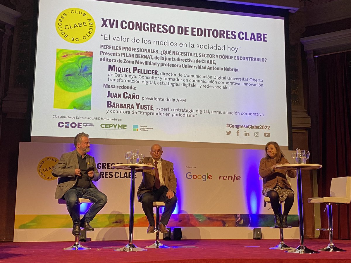 “Es La ética la que va a salvar el periodismo” ha dicho <a href="/JuancanoAPM/">Juan Caño</a> y <a href="/byuste/">Bárbara Yuste</a>: 
“El periodista va a convivir con la inteligencia artificial, y será la labor del periodista generar periodismo de calidad y no tareas rutinarias”. #congresoCLABE2022