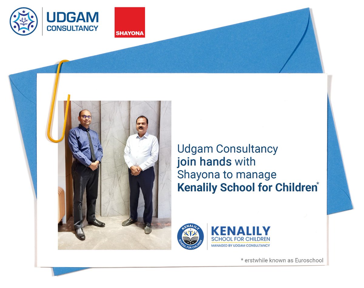 Bodakdev School (@bodakdevschool) on Twitter photo We are glad to share that Udgam Consultancy has taken over management of Euro School, Hebatpur, Ahmedabad. The school will be now known as Kenalily School for Children. It currently has 550 students and is located around 4.9kms from Bodakdev School.
#udgamconsultancy <a href="/mgchoksi/">Manan Choksi</a> We are glad to share that Udgam Consultancy has taken over management of Euro School, Hebatpur, Ahmedabad. The school will be now known as Kenalily School for Children. It currently has 550 students and is located around 4.9kms from Bodakdev School.
#udgamconsultancy <a href="/mgchoksi/">Manan Choksi</a>