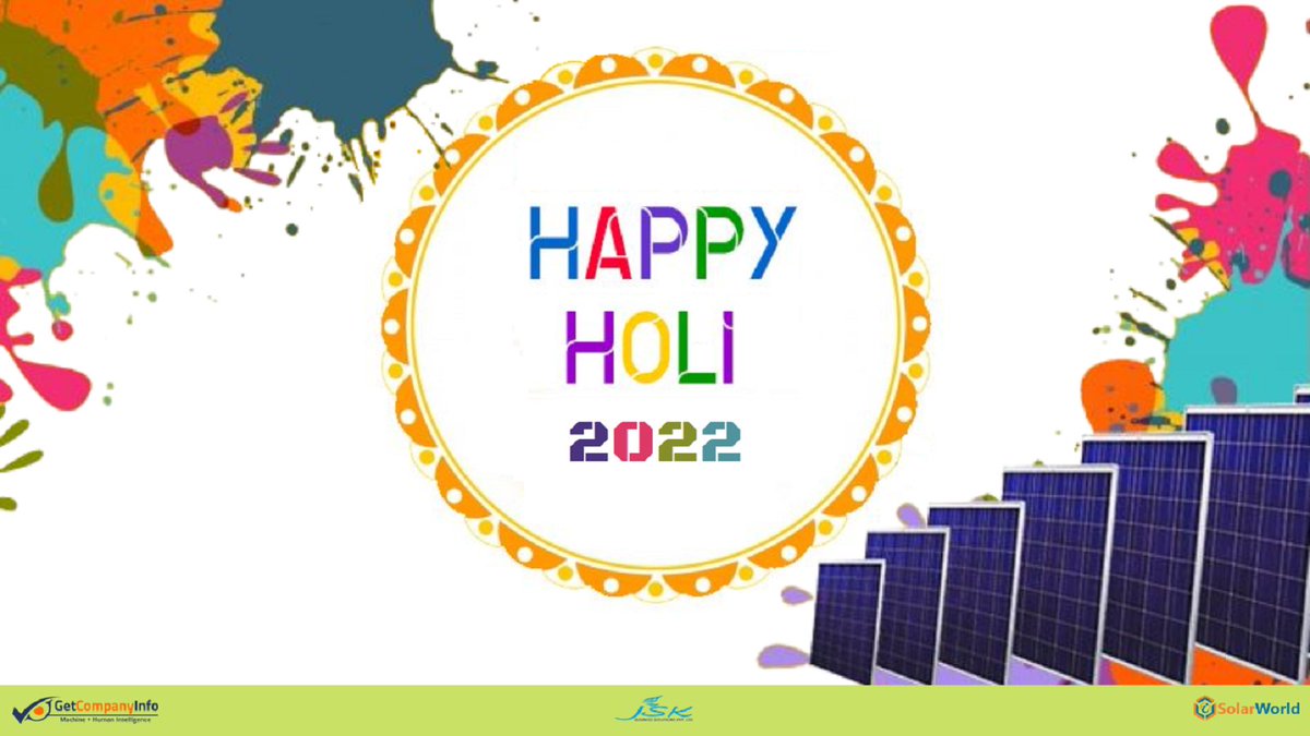 May this #Holi bring the ultimate colors of happiness. Let the colors of Holi spread the message of peace, prosperity, good health and happiness in the life of all. #HappyHoli to all.
#holi2022 #colors #peace #prosperity #iSolarWorld #getcompanyinfo #jskbusinesssolutions