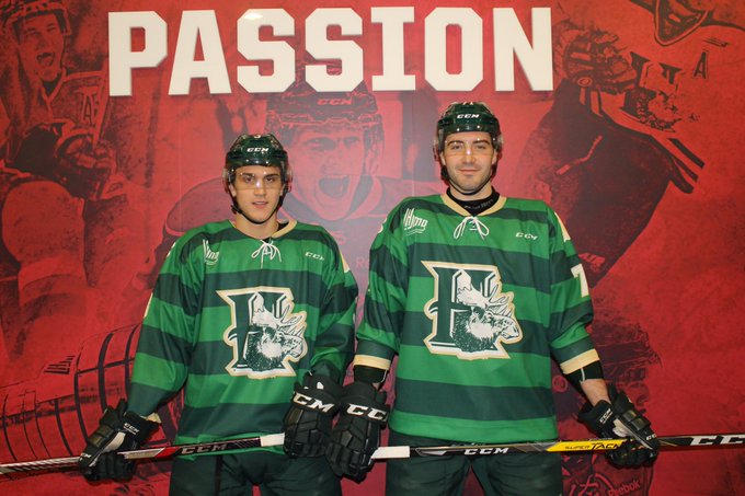 Tossing it back to 2017 when we suited up in green vs Cape Breton. #TBT #HappyStPatricksDay #GoMooseGo