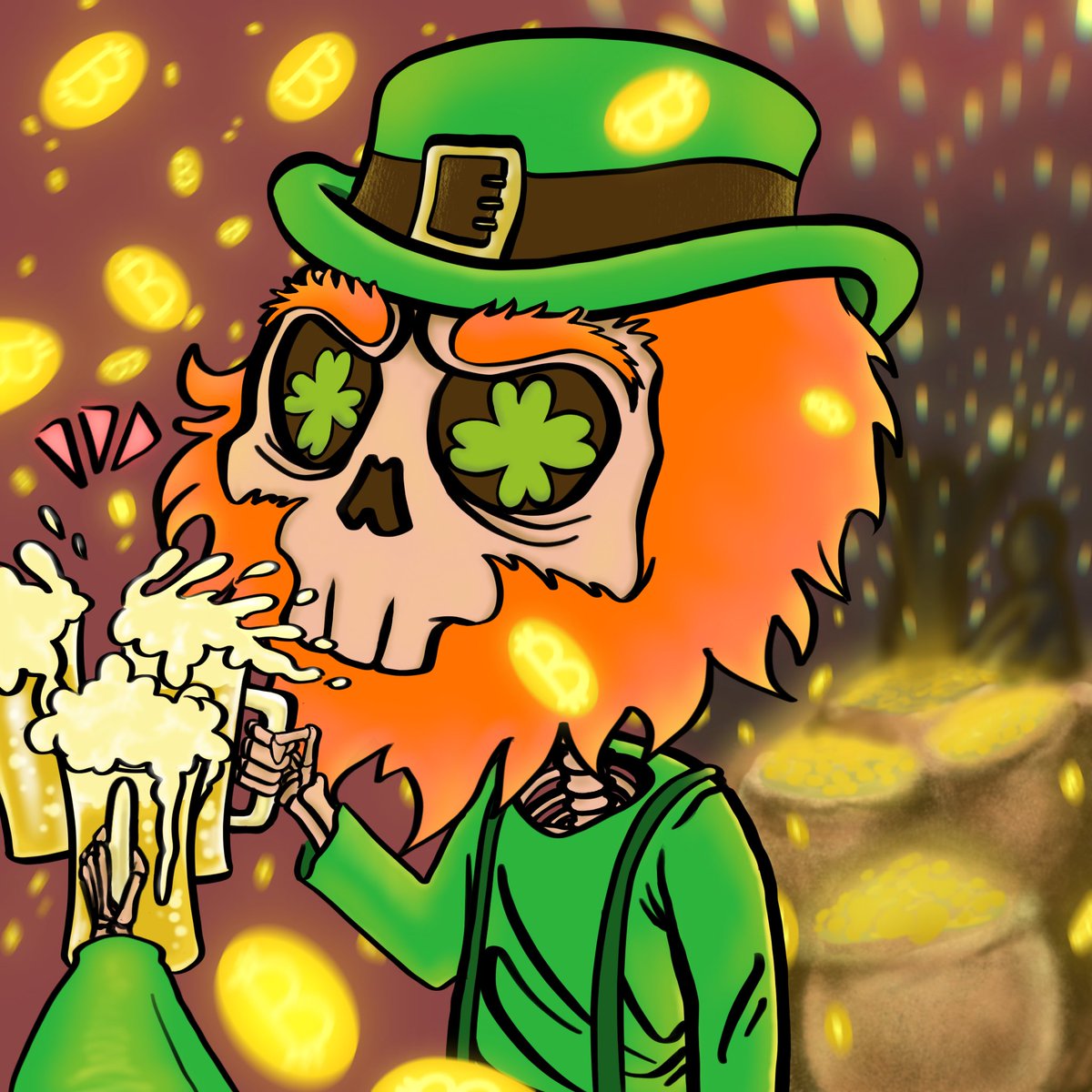 Semicolon_art's tweet photo. ⚡️Giveaway St. Patrick’s Day Event 🍀

The Skully #121 💀
📍RULES
1️⃣Tag your 3 #nft friends 
2️⃣Follow @Semicolon_art 
3️⃣Like &amp; Retweet

Ends in 48h ⏰

The winner will be randomly selected. 🤞🏼🎉

Link to collection ⬇️
https://t.co/3FX5wwQ9km

#NFTGiveaway #cro  #LoadedLion #FFTB https://t.co/4xKdpBFgVc