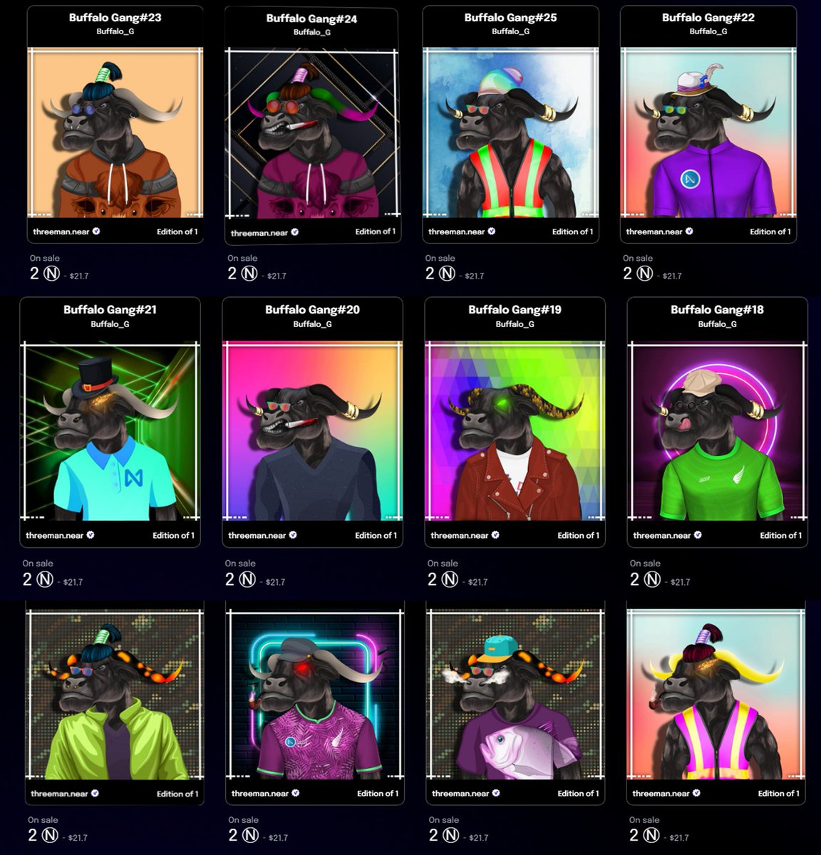 Buffalo_Gang's tweet photo. Buffalo Gang is now available at @ParasHQ 
Collect here: https://t.co/JvPS0PXk7R
Starting mint price:  2near
Minted: 25/1000

GRAB NOW!!!
@NearNft
@NEARNFTWEEK
@NEARProtocol
@NEARPhilippines
@teamnearster
 #NFTs #NEARnft #NFTcollectibles #NEARnft #NEAR https://t.co/YKJAd5G8Fe