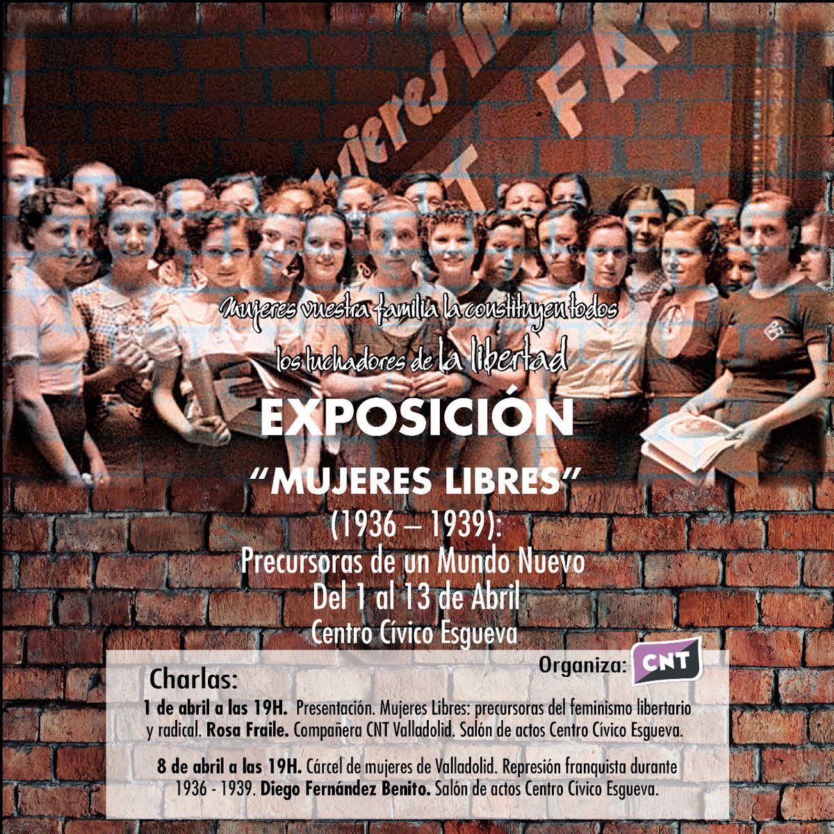 #8M2022 #Anarcofeminismo #CuentaconCNT
Recordamos que ya queda poco para que llegue a Valladolid la exposición sobre #MujeresLibres. Del 1 al 13 de abril en el Centro Cívico Esgueva