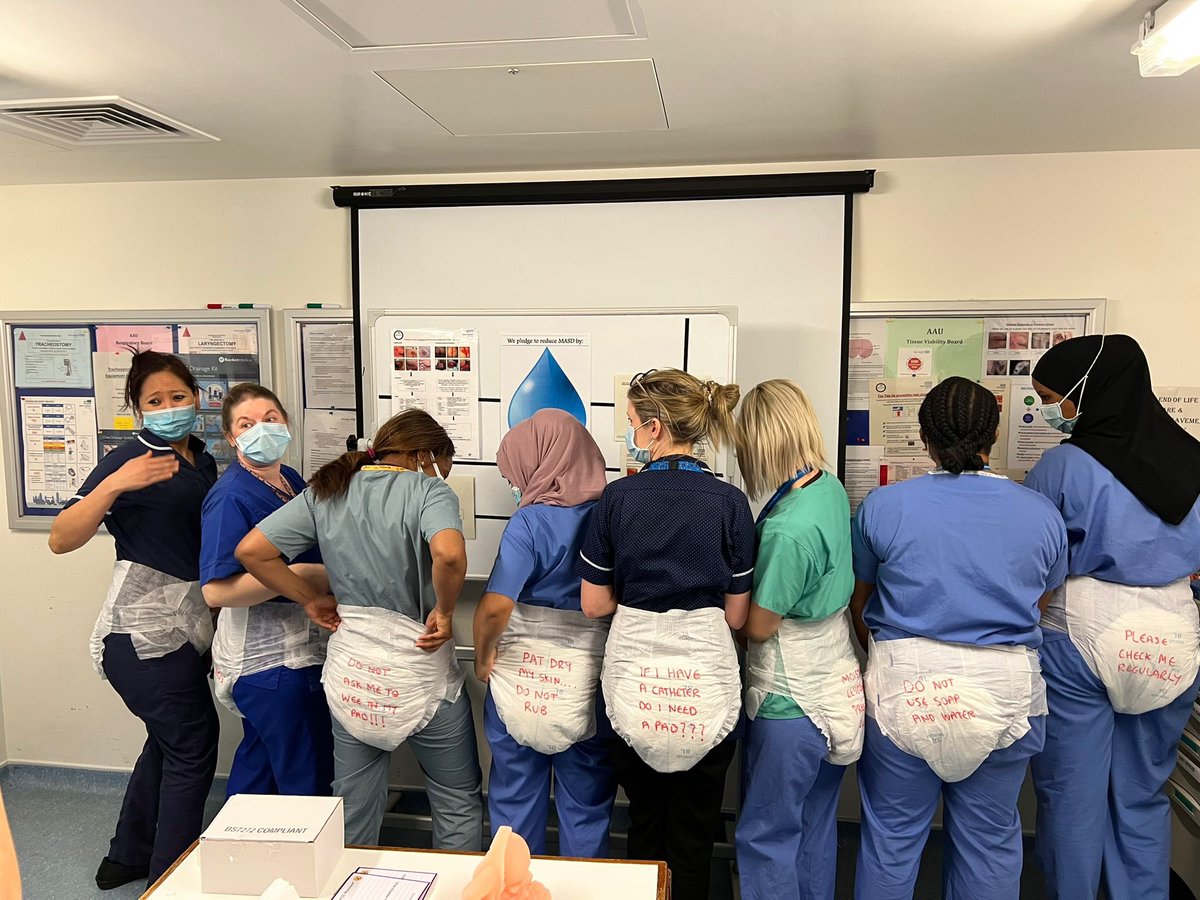 A fun way to learn about the serious subject of skin moisture damage, take home messages and pledges ✅ well done team AAU <a href="/AAUWhippsCross/">Acute Assessment Unit WXH</a> <a href="/ratansiz/">💙Zebina Ratansi, MBE, RN💙</a> <a href="/CGZimuto/">Cynthia Zimuto</a> @WhippsCrossHosp