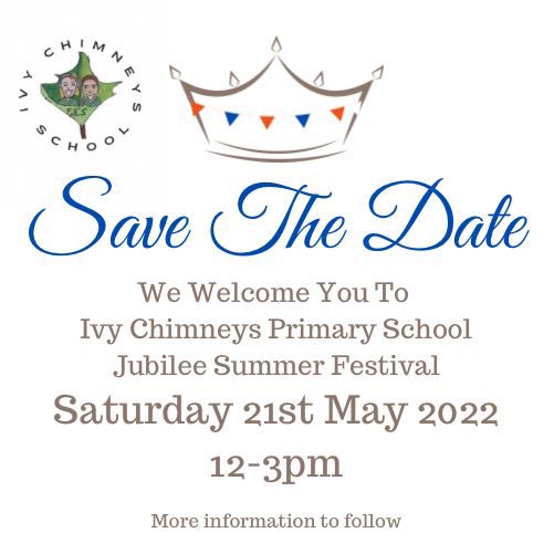<a href="/IvyChimneys/">Ivy Chimneys Primary</a> are having a Jubilee Festival. Pop the date in your diaries! Fun for all the family. Everyone is welcome. More information to follow soon. 🌟 🎉 👑 🎶