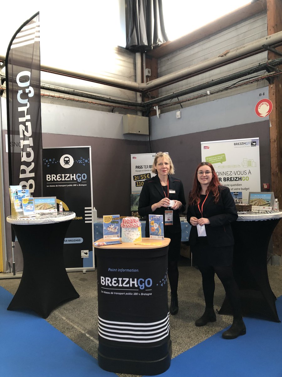 Nathalie et Lucile de l équipe <a href="/TERBreizhGo/">TER BreizhGo</a> vous attendent jusqu’à 17h au salon des #CSE - parc des expos de #Lanester 

#AbonnementDomicileTravail - 12X moins cher et 12X plus écologique 

#PassTER 

Offre #Groupe