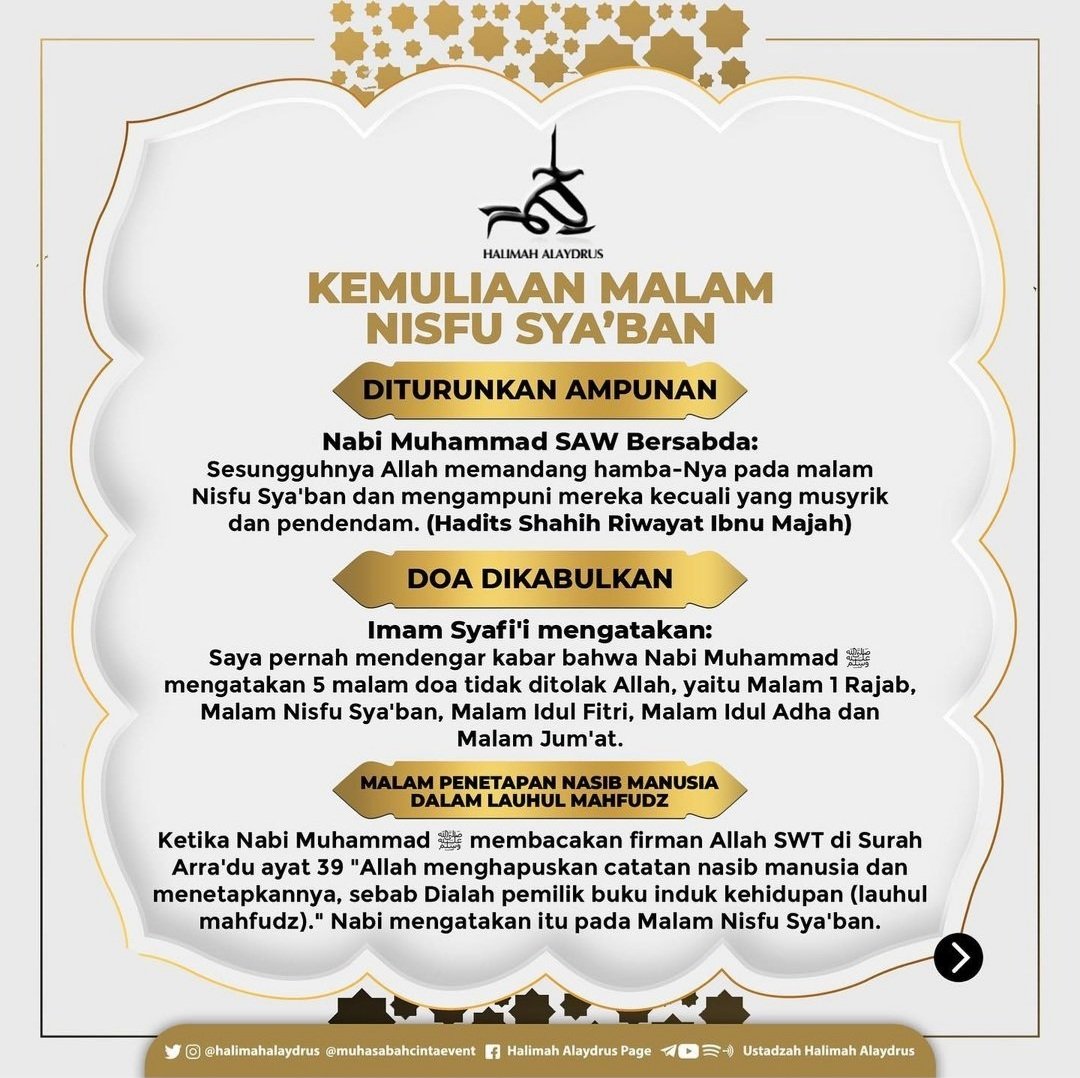 NYUANGEL1C's tweet photo. giveaway malam nisfu sya'ban 💗

rm5 × 2 winners

💗like and rt 
💗salam nisfu sya'ban, may Allah ease everything for us aamiin <3

-end 24 hours, good luck ♡ https://t.co/TTgjI5DogE