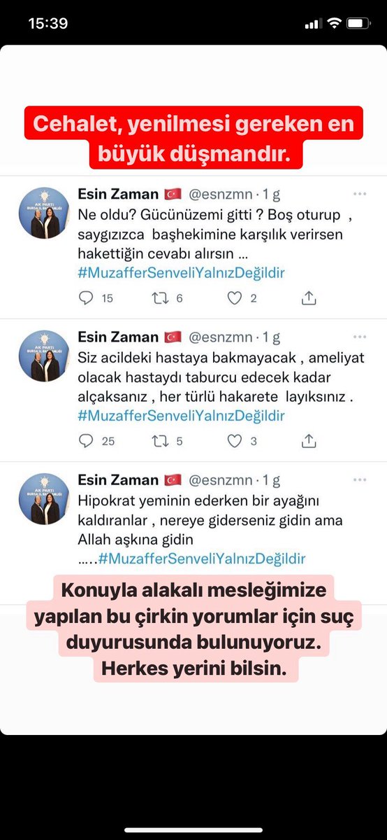Cehalet yenilmesi gereken en büyük düşmandır.

Konuyla alakalı mesleğimize yapılan bu çirkin yorumlar için suç duyurusunda bulunuyoruz. Herkes yerini bilsin.

#TabipSeninleGüçlü