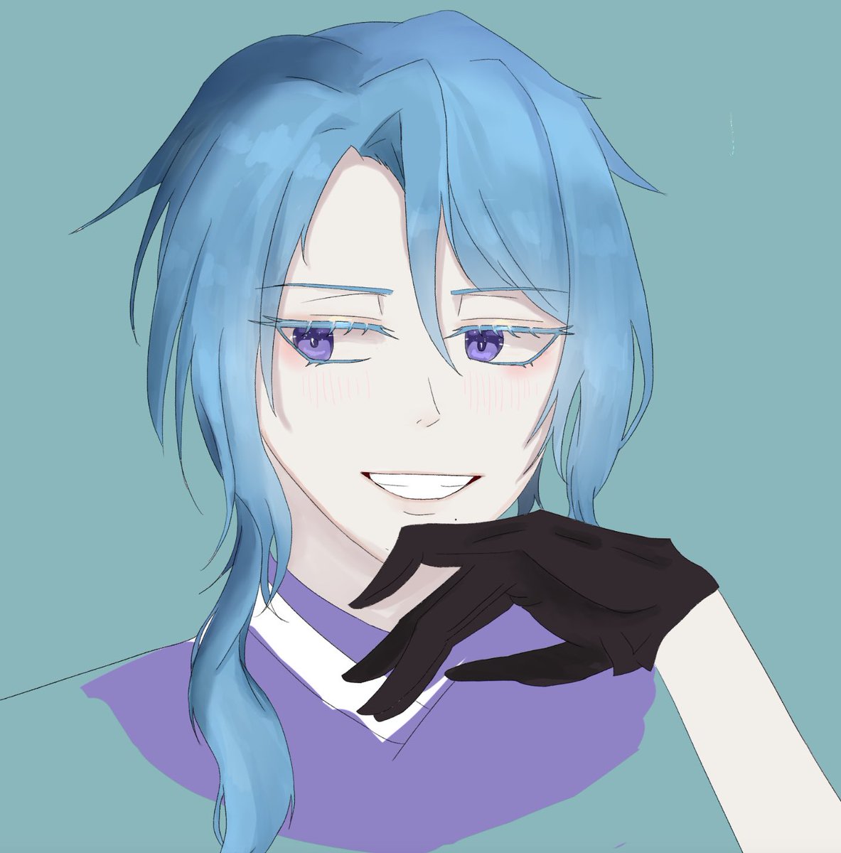 I drew Kamisato Ayato from Genshin Impact. I finally have time to draw