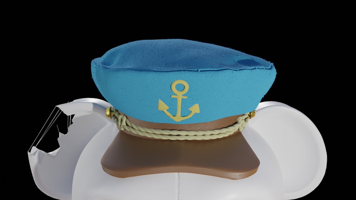 rob_rochford's tweet photo. Let’s keep this outfit week going! Here is the first view of what will soon be the legendary hat of the captain cuddles. Details make it and I’m stoked at how this 3D build is coming out! #legendary #hat #captaincuddles #shortfilm #preproduction #blender #3D #modeling #sculpting https://t.co/c8Nz5h31qf
